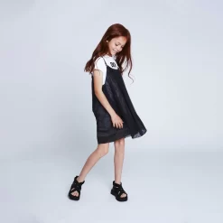 DKNY Robe 2 En 1 Coton Et Résille -Petit Monde Soldes D32872 09B 101