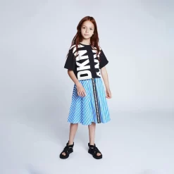 DKNY Jupe Rayée En Popeline Coton -Petit Monde Soldes D33607 N48 101